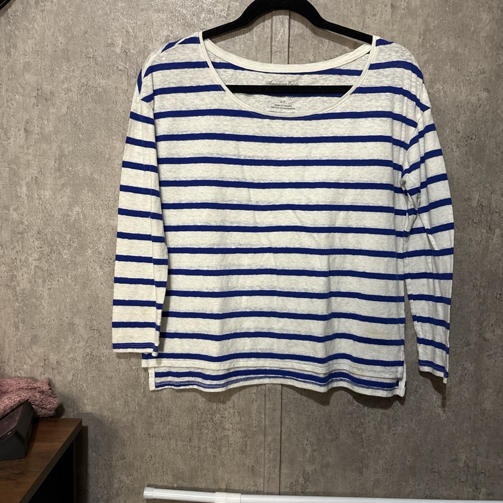 American Eagle Outfitters Blue and White Striped Top